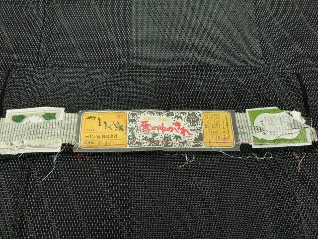 平和屋着物○本塩沢 やまだ織 110亀甲 雪の中のきれ 斜線