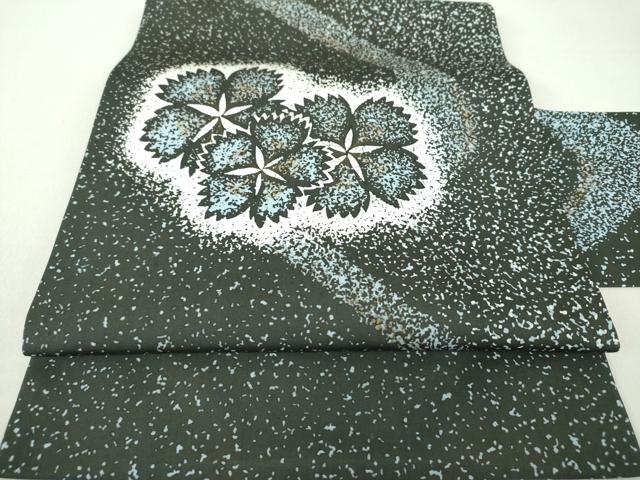 平和屋着物●人間国宝　森口華弘愛弟子　薪糊作家　坂井修　塩瀬　九寸名古屋帯　撫子　たたき染め　正絹　逸品　DAAU5852ps