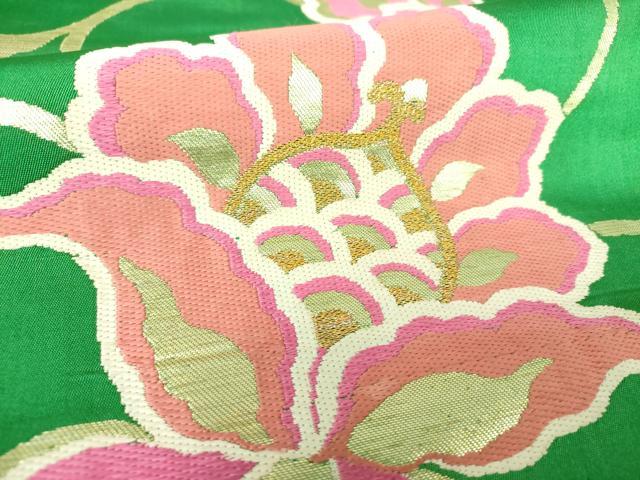 平和屋着物○アンティーク 大正ロマン 九寸名古屋帯 唐織 糸巻き 花毬文