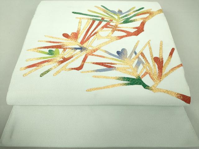 平和屋着物●爪掻き本綴れ　八寸名古屋帯　若松葉　金糸　正絹　逸品　DAAU5861ps