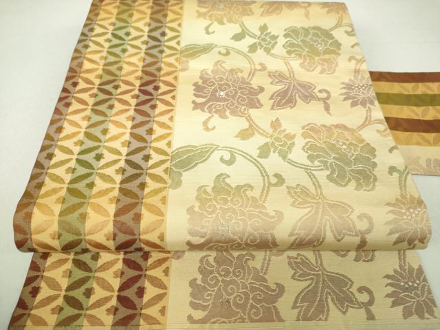 正絹名古屋帯更紗花