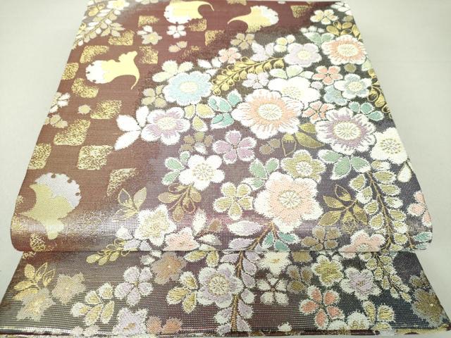 平和屋着物●六通柄袋帯　辻が花　銀杏　金銀糸　引箔　やまと誂製　正絹　逸品　未使用　DAAU5882ps