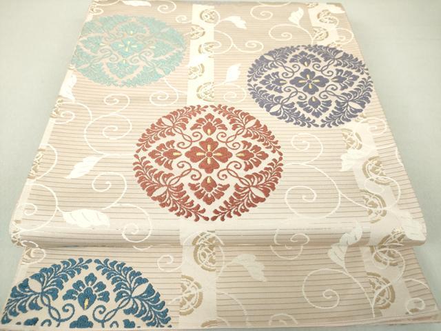 平和屋着物●六通柄袋帯　加賀織錦　花菱丸文　本金箔　正絹　逸品　DAAU5883ps