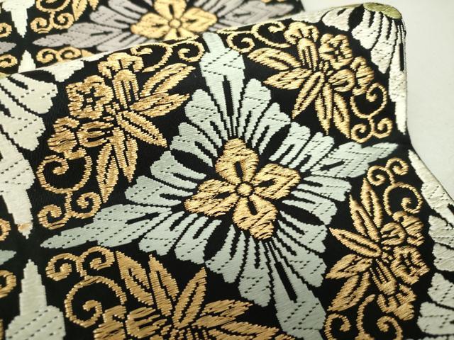 平和屋着物◎六通柄袋帯 唐織 花菱文 金糸 正絹 逸品 未使用