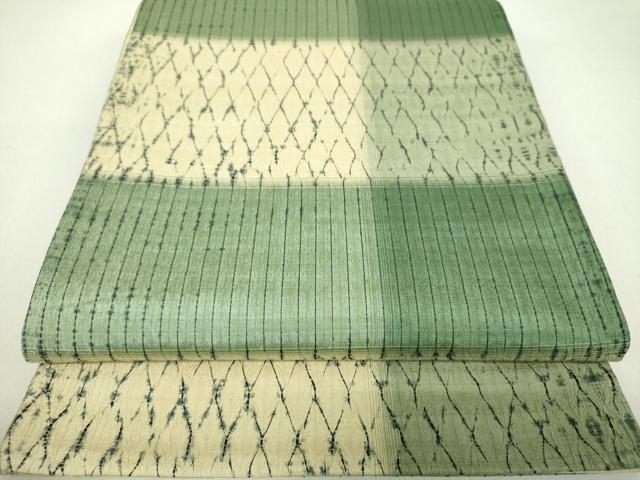 平和屋着物●両面　全通柄袋帯　紬地　菱間道　正絹　逸品　DAAU5919ps