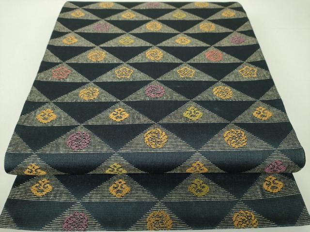 平和屋着物●六通柄袋帯　唐織　鱗花文　金糸　正絹　逸品　DAAU5922ps