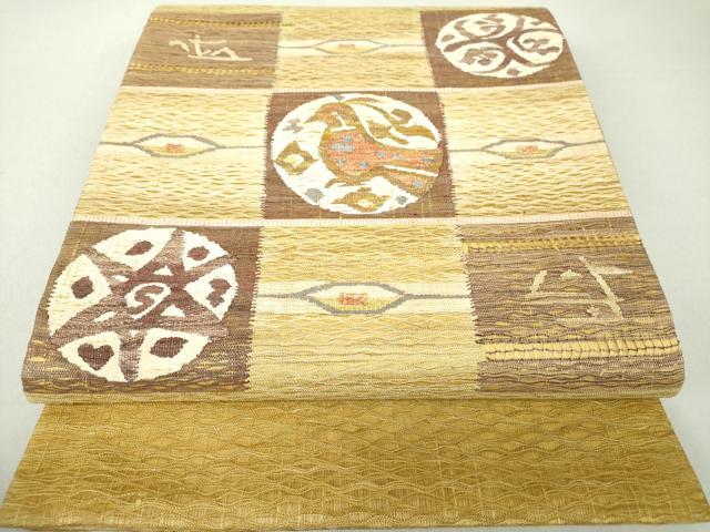 平和屋着物○太鼓柄袋帯 スリーシーズン帯 春 夏 秋 すくい織 抽象