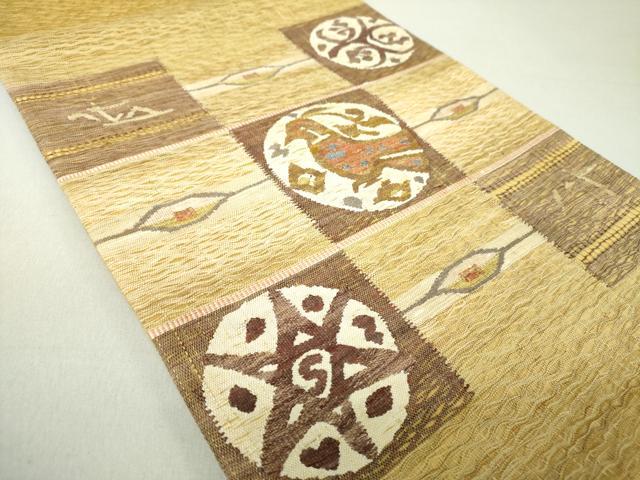 平和屋着物▽太鼓柄袋帯　スリーシーズン　春夏秋　すくい織　立波文　正絹　逸品　DAAT0342ob 平和屋着物○太鼓柄袋帯 スリーシーズン 春夏秋 すくい織 立波文