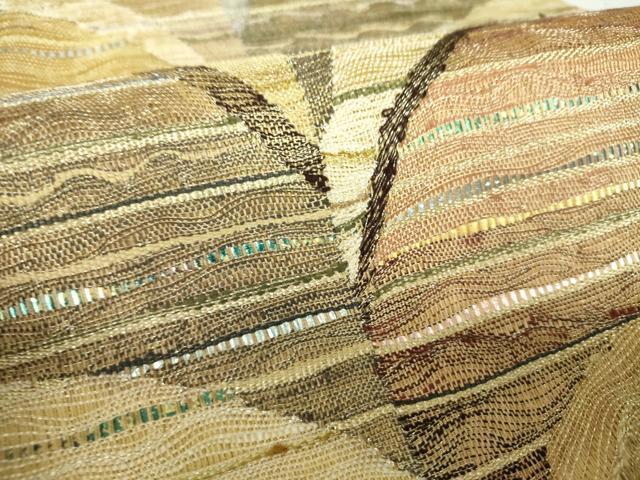 平和屋着物○六通柄袋帯 スリーシーズン 春夏秋 草葉文 黒地