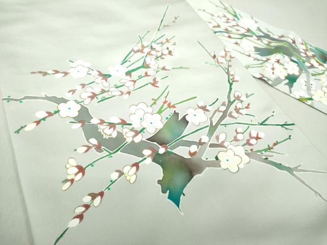 平和屋着物●塩瀬　九寸名古屋帯　枝梅　金彩　正絹　逸品　DAAU5942ps 平和屋着物○塩瀬 九寸名古屋帯 枝梅 金彩 正絹 逸品 DAAU5942ps