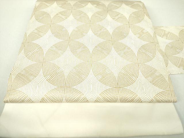 平和屋着物●全通柄九寸名古屋帯　七宝繋ぎ　金彩　正絹　逸品　DAAU5949ps