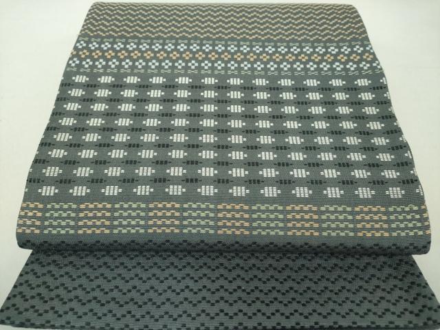 平和屋着物●六通柄袋帯　花織　横段文　正絹　逸品　DAAU5997ps