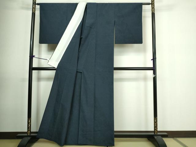 平和屋着物▽本塩沢　単衣　110亀甲　菱文　正絹　逸品　DAAU6371sf_2