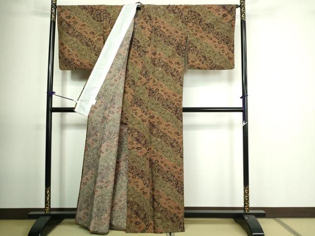 平和屋着物▽小紋　単衣　更紗花蝶文　洗える着物　DAAU6382sf 平和屋着物▽小紋 単衣 更紗花蝶文 洗える着物 DAAU6382sf