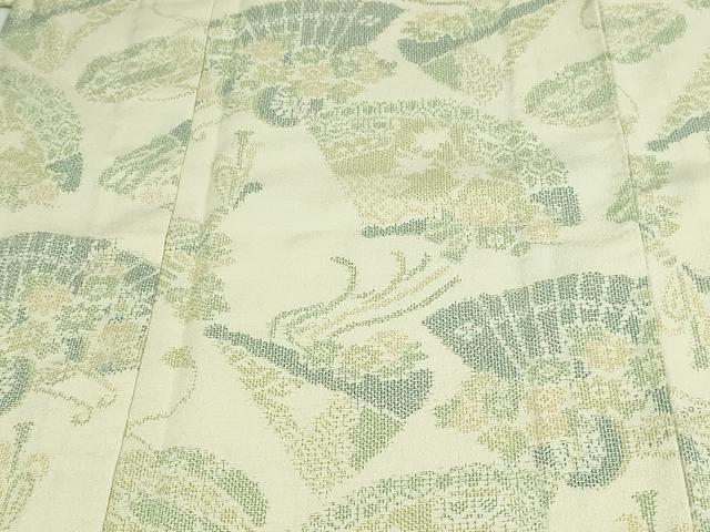 平和屋着物▽本塩沢　単衣　檜扇花文　正絹　逸品　DAAU6396sf 平和屋着物▽本塩沢 単衣 檜扇花文 正絹 逸品 DAAU6396sf