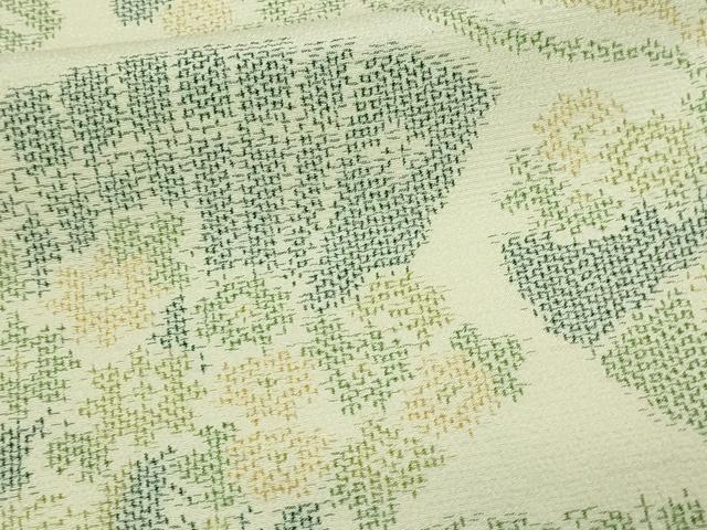 平和屋着物▽本塩沢 単衣 檜扇花文 正絹 逸品 DAAU6396sf