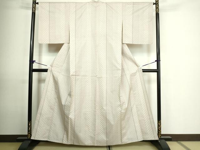 平和屋着物▽本場大島紬　単衣　白大島　9マルキ　総絣　人物風景文　正絹　逸品　未使用　AAAW1505fy 平和屋着物▽本場大島紬 単衣 白大島 9マルキ 総絣 人物風景