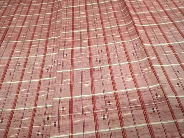 平和屋着物▽上質な紬　単衣　十字絣　正絹　逸品　DAAU6405sf