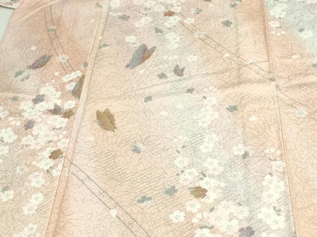 平和屋着物▽上質な小紋　単衣　花蝶文　暈し染め　金彩　やまと誂製　正絹　逸品　未使用　DAAU6408sf 平和屋着物▽上質な小紋 単衣 花蝶文 暈し染め 金彩