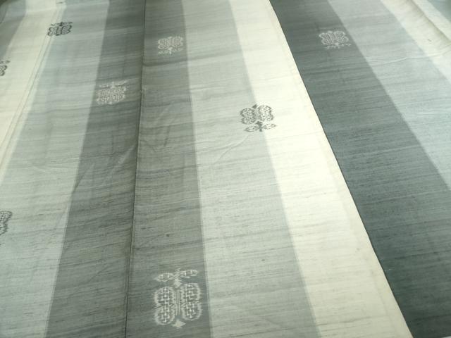 平和屋着物▽上質な紬　単衣　草花文　正絹　逸品　DAAU6409sf