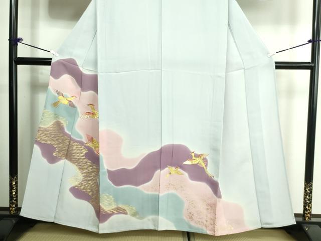 平和屋着物▽訪問着　単衣　駒刺繍　鳳凰文　暈し染め　金彩　正絹　逸品　DAAU6413sf_3