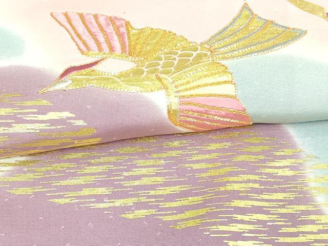 平和屋着物▽訪問着　単衣　駒刺繍　鳳凰文　暈し染め　金彩　正絹　逸品　DAAU6413sf_6