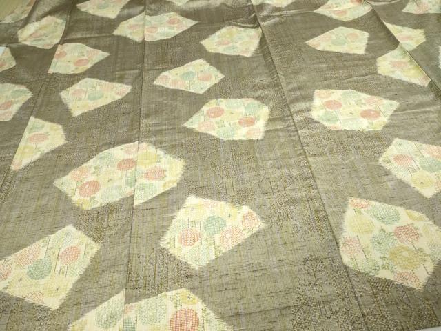 平和屋着物▽上質な紬　単衣　牡丹　正絹　逸品　DAAU6414sf