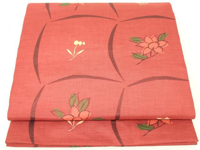 平和屋着物●名門木屋太　今河織物　六通柄袋帯　草花間道　正絹　逸品　未使用　DAAU6527ob