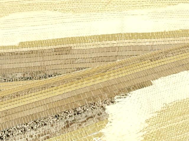 平和屋着物○太鼓柄袋帯 紬地 抽象文様 黒地 金銀糸 正絹 逸品