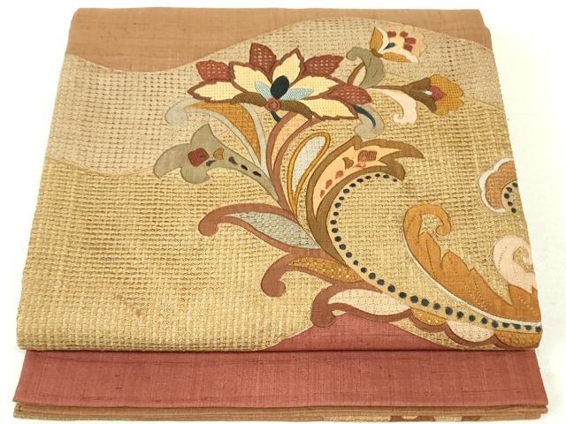 平和屋2■中国三大刺繍　スワトウ刺繍　汕頭刺繍　総刺繍　訪問着　片輪車花文　梅染色　逸品　DAAH1829du