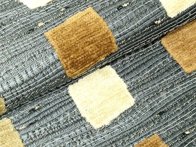 平和屋着物○両面 六通柄袋帯 モール 霞横段文 正絹 逸品