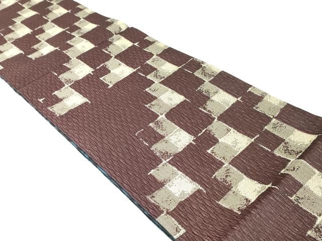 平和屋着物○スリーシーズン 春夏秋 全通柄袋帯 市松文 金糸