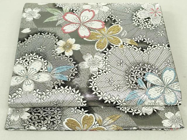 平和屋着物●六通柄袋帯　舞桜文　金銀糸　正絹　逸品　DAAU6655ob