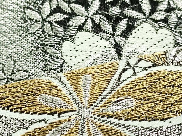 平和屋着物○六通柄袋帯 舞桜文 金銀糸 正絹 逸品 DAAU6655ob