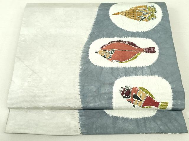 平和屋着物○全通柄袋帯 紬地 絞り 霞文 正絹 逸品 DAAU6773ob