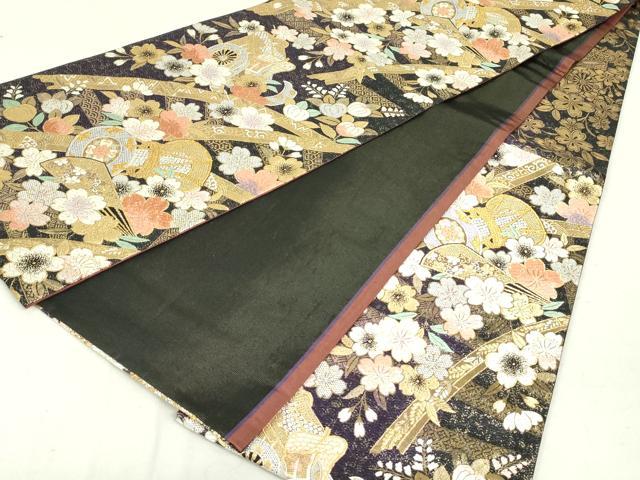平和屋着物●全通柄袋帯　舞桜鼓文　金銀糸　正絹　逸品　DAAU6662ob 平和屋着物○全通柄袋帯 舞桜鼓文 金銀糸 正絹 逸品