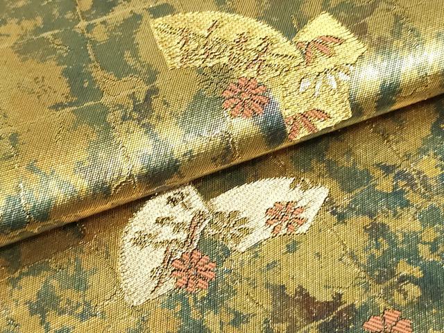 平和屋着物○西陣 服部織物謹製 六通柄袋帯 地紙重ね市