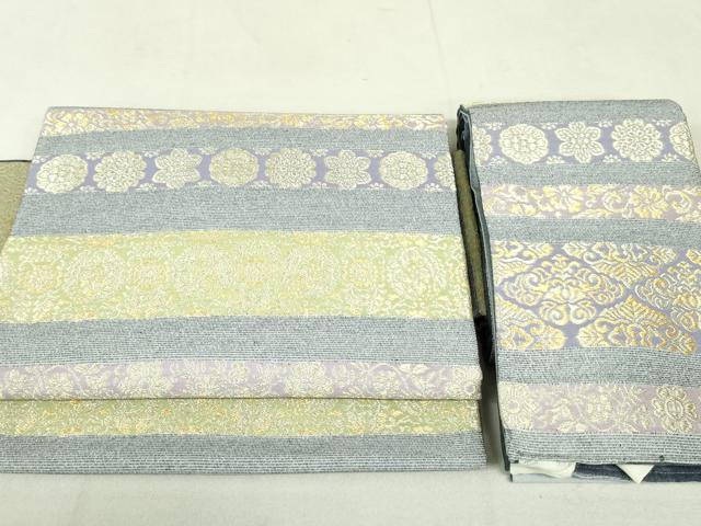 平和屋着物●つけ帯　花唐草横段文　金銀糸　正絹　逸品　未使用　DAAU6672ob