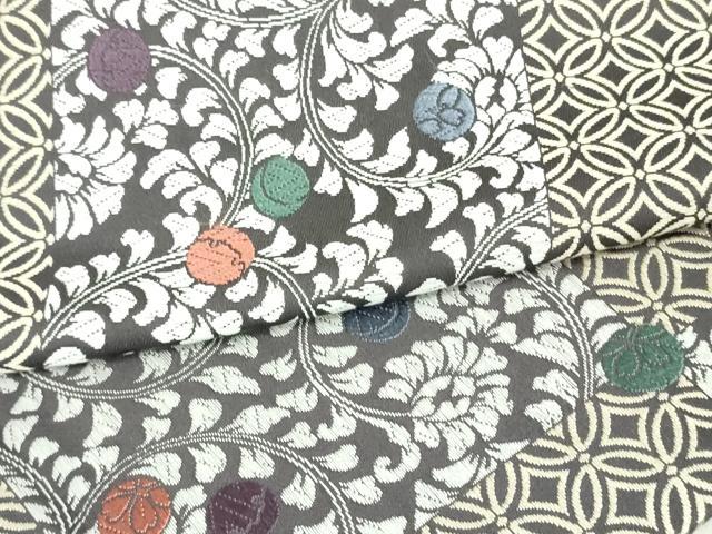 平和屋着物○九寸名古屋帯 唐織 七宝色紙花唐草文 正絹 逸品