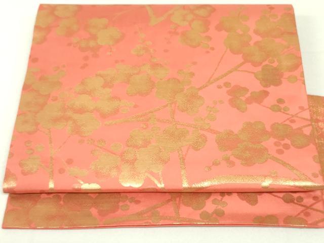 平和屋着物●西陣　川島織物　九寸名古屋帯　枝梅文　銀朱色　金糸　正絹　逸品　DAAU6689ob