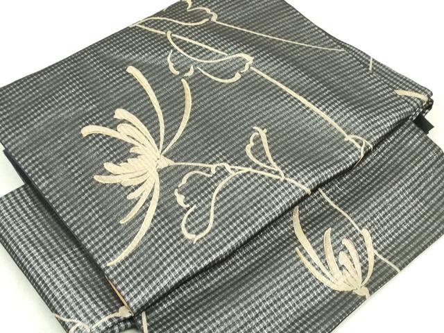 O0745 美品 逸品 お洒落 紬地 作家物 銀通し 正絹 袋帯 O0745 美品 逸品 お洒落 紬地 作家物 銀通し 正絹 袋帯