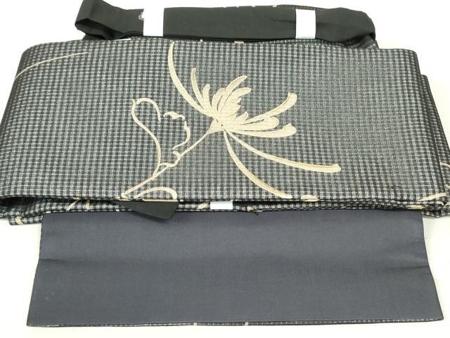 平和屋着物▽つけ帯　スリーシーズン　春夏秋　枝花文　銀通し地　正絹　逸品　未使用　DAAU6697ob_5