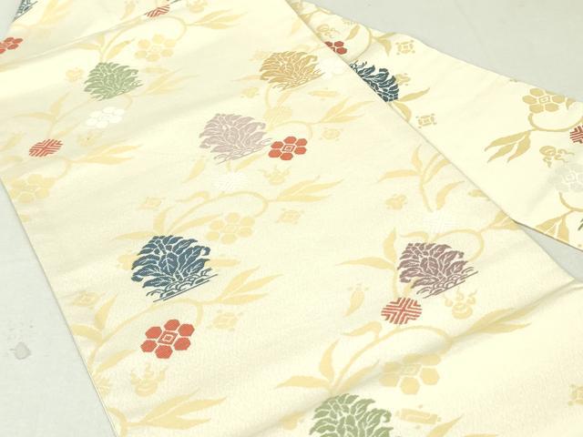 平和屋着物○九寸名古屋帯 唐織 花唐草文 正絹 逸品 DAAU6718ob