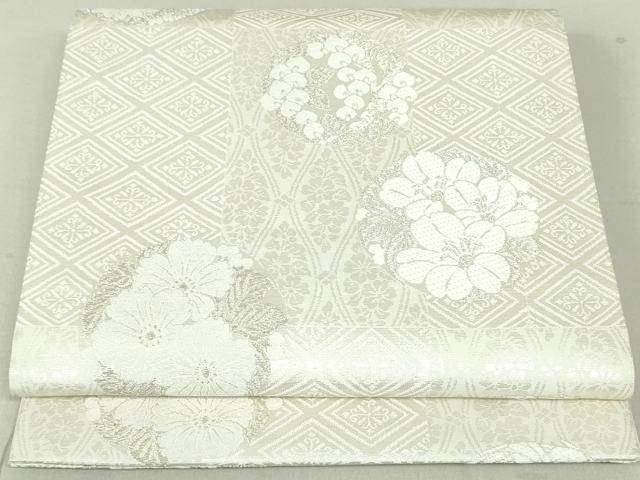 平和屋着物●六通柄袋帯　唐織　花丸菱文　銀糸　やまと誂製　正絹　逸品　DAAU6721ob