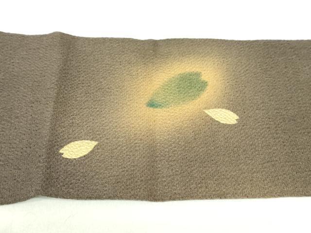 平和屋着物○九寸名古屋帯 舞葉文 金彩 鬼しぼ縮緬 正絹 逸品 未使用