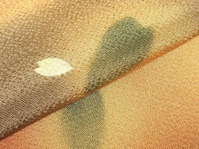 平和屋着物○九寸名古屋帯 舞葉文 金彩 鬼しぼ縮緬 正絹 逸品 未使用