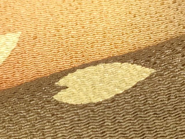 平和屋着物○九寸名古屋帯 舞葉文 金彩 鬼しぼ縮緬 正絹 逸品 未使用