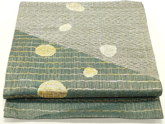 平和屋着物▽太鼓柄袋帯　スリーシーズン　春夏秋　櫛織　切嵌丸文　金銀糸　正絹　逸品　未使用　DAAU6766ob