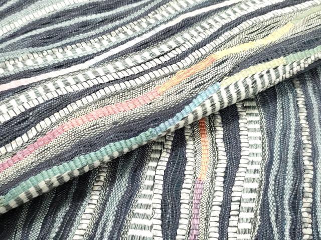 平和屋着物○太鼓柄袋帯 スリーシーズン 春夏秋 櫛織 横段