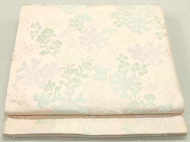 平和屋着物●西陣　老舗　渡文謹製　手織　全通柄袋帯　唐織錦　草花文　正絹　逸品　DAAU6772ob